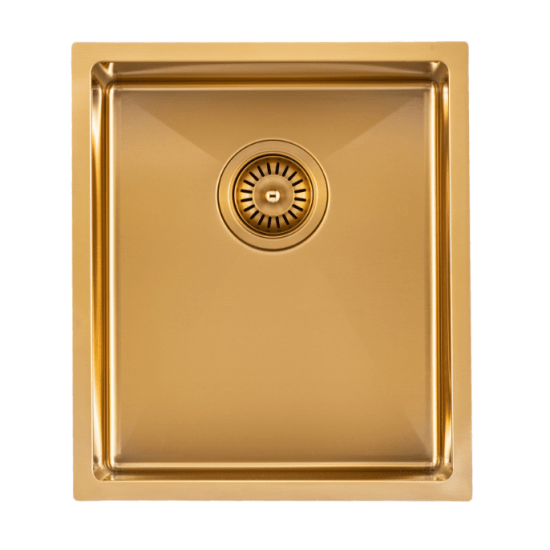 Brushed Gold Undermount Sink - Single Bowl 390 x 450