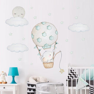 Cartoon Hot Air Balloon Wall Stickers Animals Kids Room Baby Nursery Room Decoration Wall Decals Eco-Friendly Art Vinyl Murals