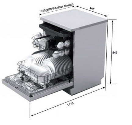 Midea - 45cm Freestanding Stainless Steel Dishwasher
