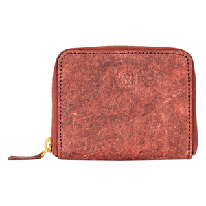 Coconut Leather Card Wallet - Wine Red