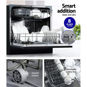 Devanti - 8 Setting Benchtop Dishwasher - Black
