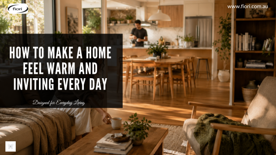 Contemporary Australian family home with warm natural lighting, layered textures and inviting living spaces designed for everyday comfort.