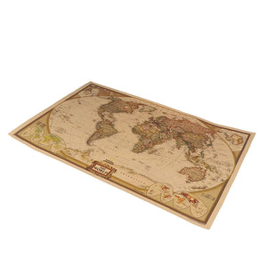 1PCS Large Vintage World Map Detailed Antique Poster Wall Chart Retro Paper Matte Kraft Paper 28*18inch Map of World Home Decor