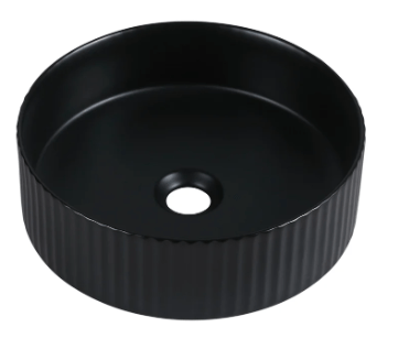 36cm Counter-Top Fluted Round Basin- Matt Black