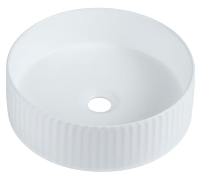 36cm Counter-Top Fluted Round Basin- Matt White