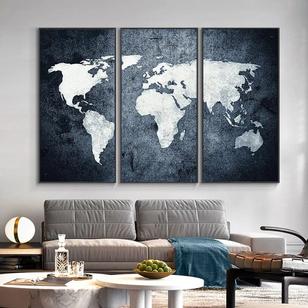 3pcs World Map Vintage Wall Posters Pictures Aesthetic Living Room Nordic Canvas Interior Paintings Home Decoration Design