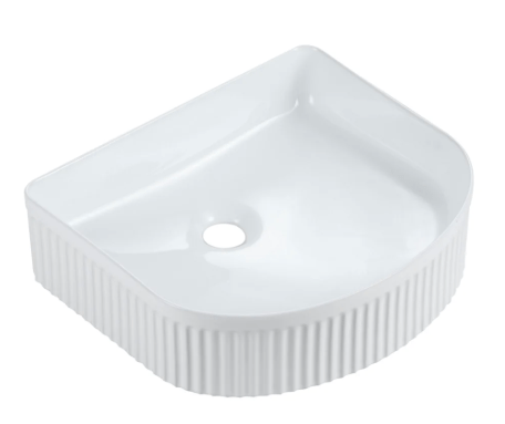 40cm Counter-Top Fluted Arch Basin - Gloss White