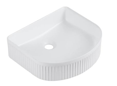 40cm Counter-Top Fluted Arch Basin - Matt White