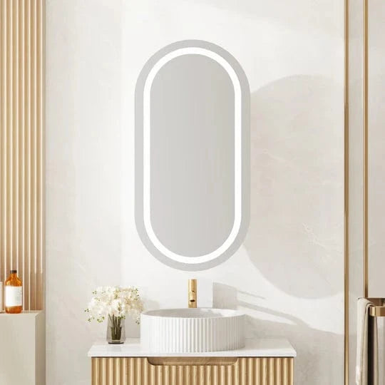 450mm x 900mm Ovel LED Mirror Shaving Cabinet – Wall-Hung, Single Door