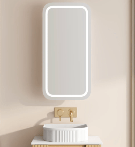 450mm x 900mm Square LED Mirror Shaving Cabinet – Wall-Hung, Single Door