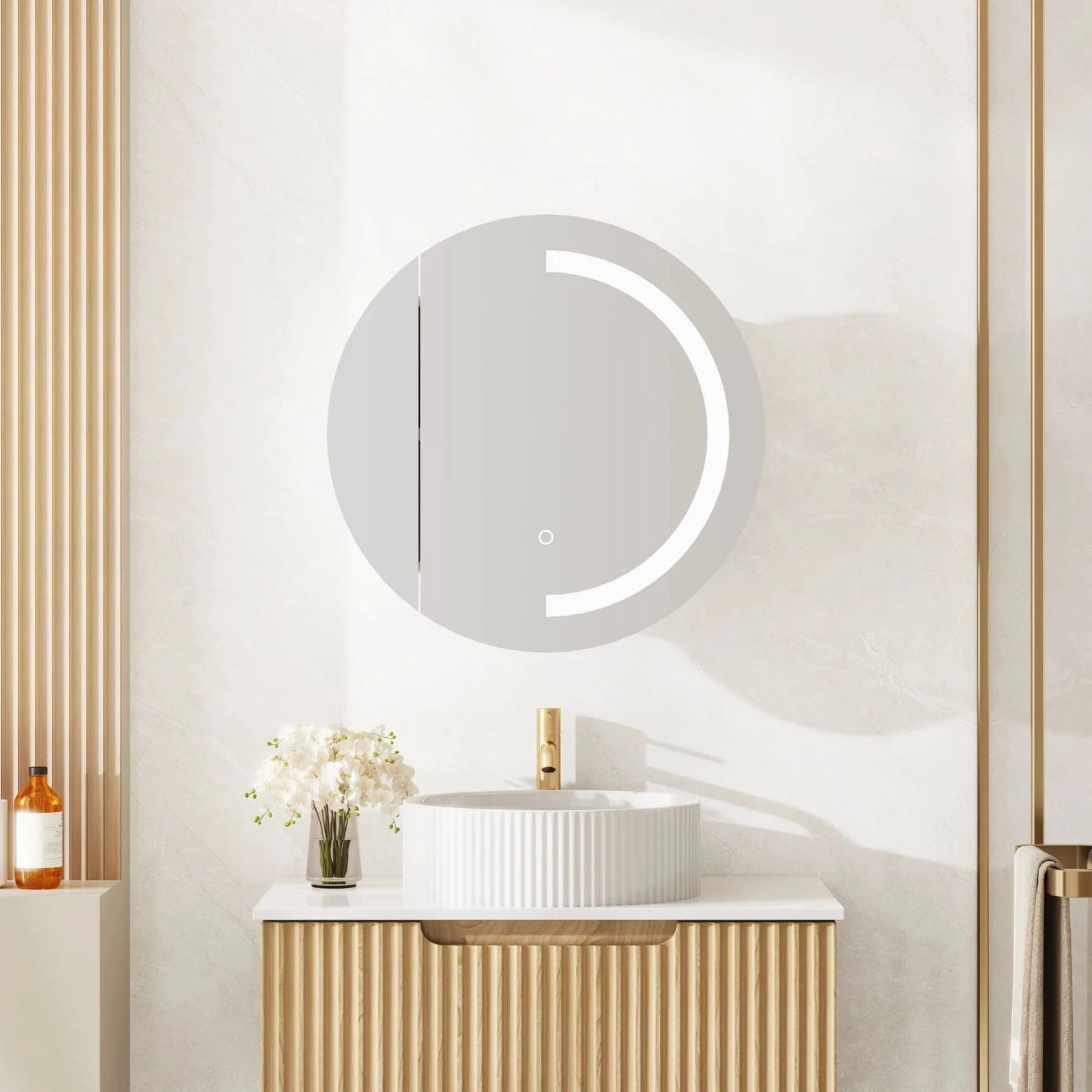 600mm Round LED Mirror Shaving Cabinet – Wall-Hung, Single Door