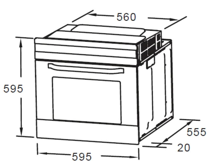 60cm Black Oven - 5 Functions