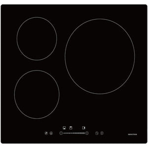 60cm Induction Cooktop with 3 Zones, Polished Black Glass & Touch Slider Control