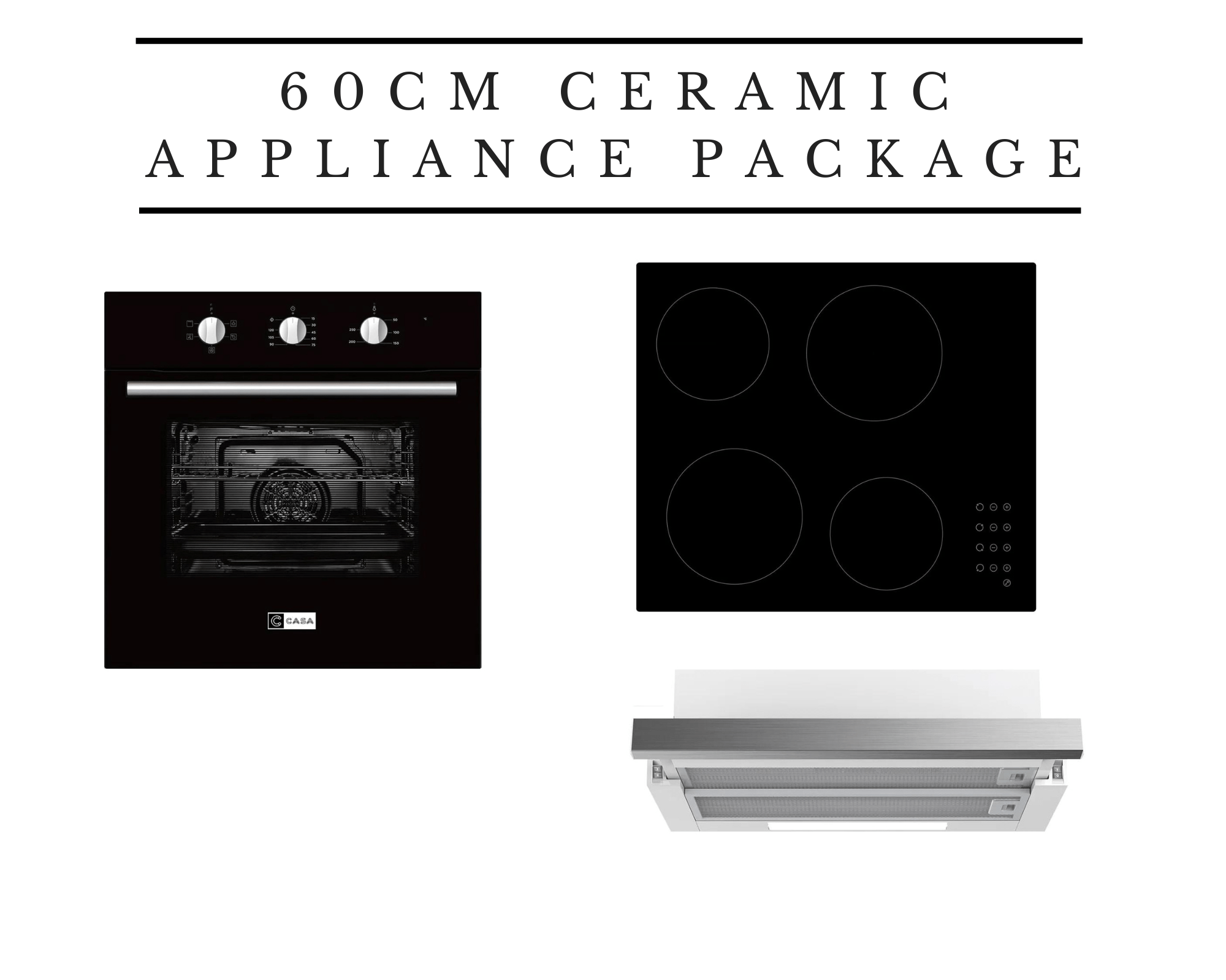 60cm Kitchen Appliance Package with Ceramic Cooktop