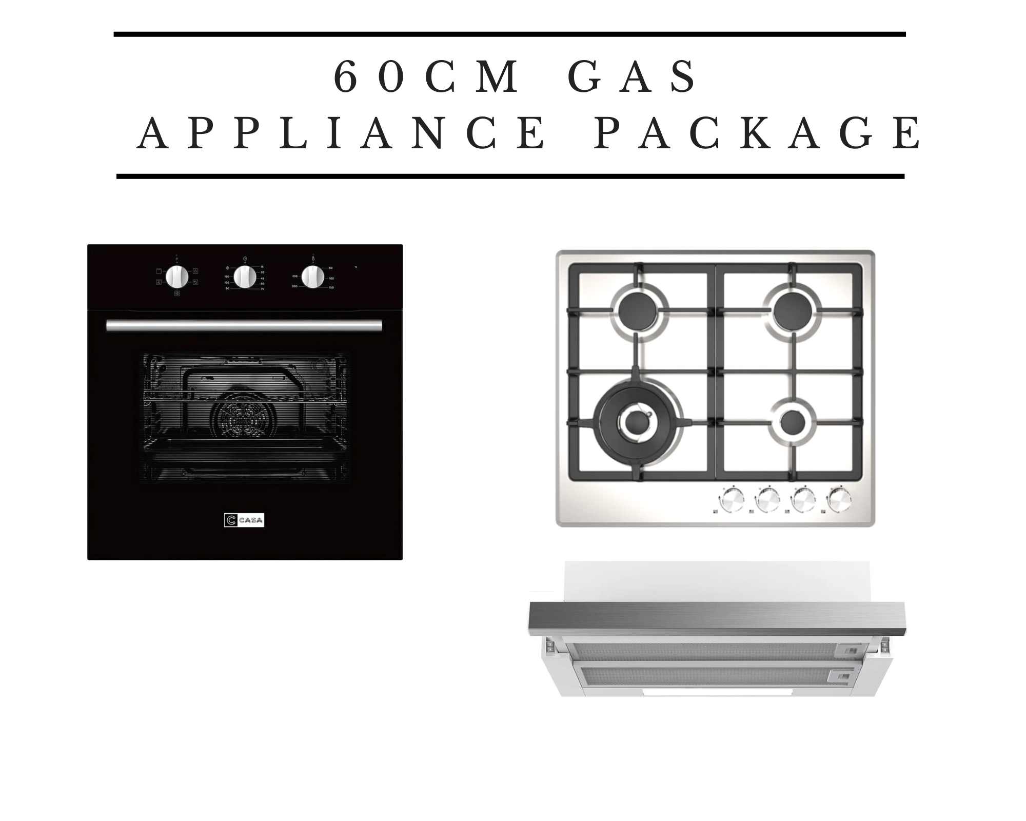 60cm Kitchen Appliance Package with Gas Cooktop