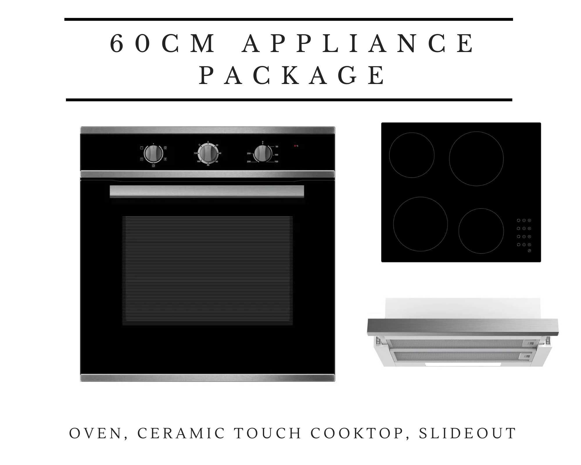 60cm Midea Kitchen Appliance Package with Ceramic Cooktop