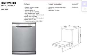 60cm Stainless Steel Dishwasher