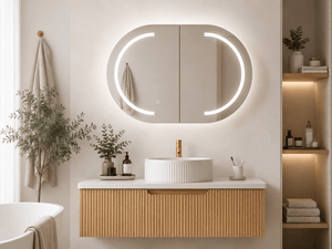900mm Oval LED Mirror Shaving Cabinet with Responsive Sensor, Wall-Hung