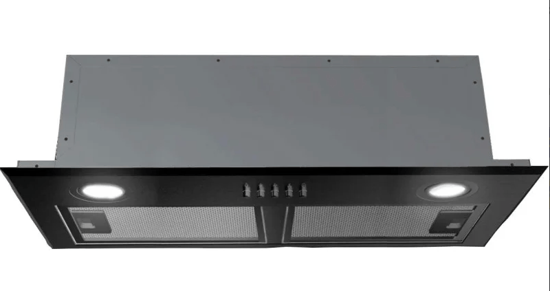 90cm Black Undermount Rangehood with 900m³/hr Extraction & LED Lighting