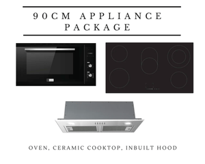 90cm Cooking Appliance Package with Ceramic Cooktop, Fan-Forced Oven & Inbuilt Rangehood