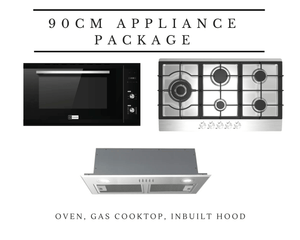 90cm Cooking Appliance Package with Gas Cooktop, Fan-Forced Oven & Inbuilt Rangehood