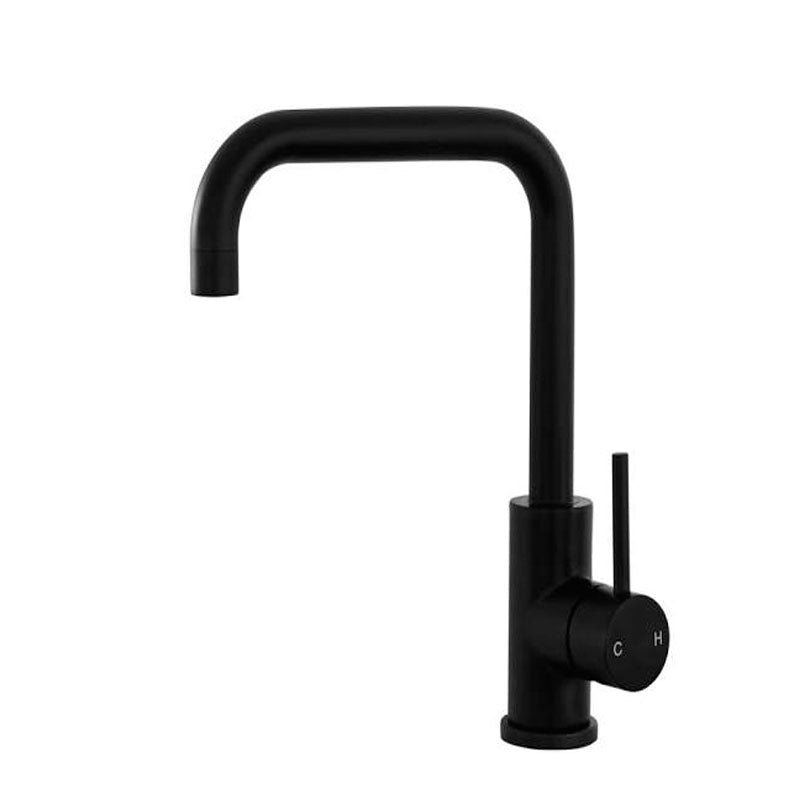 Matte Black Curved Goose Neck Kitchen Mixer Tap