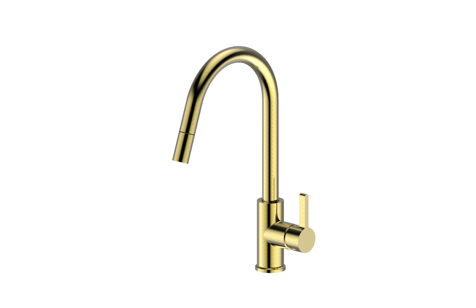 Brushed Gold Hi Neck Curved Gooseneck Pull Out Kitchen Tap
