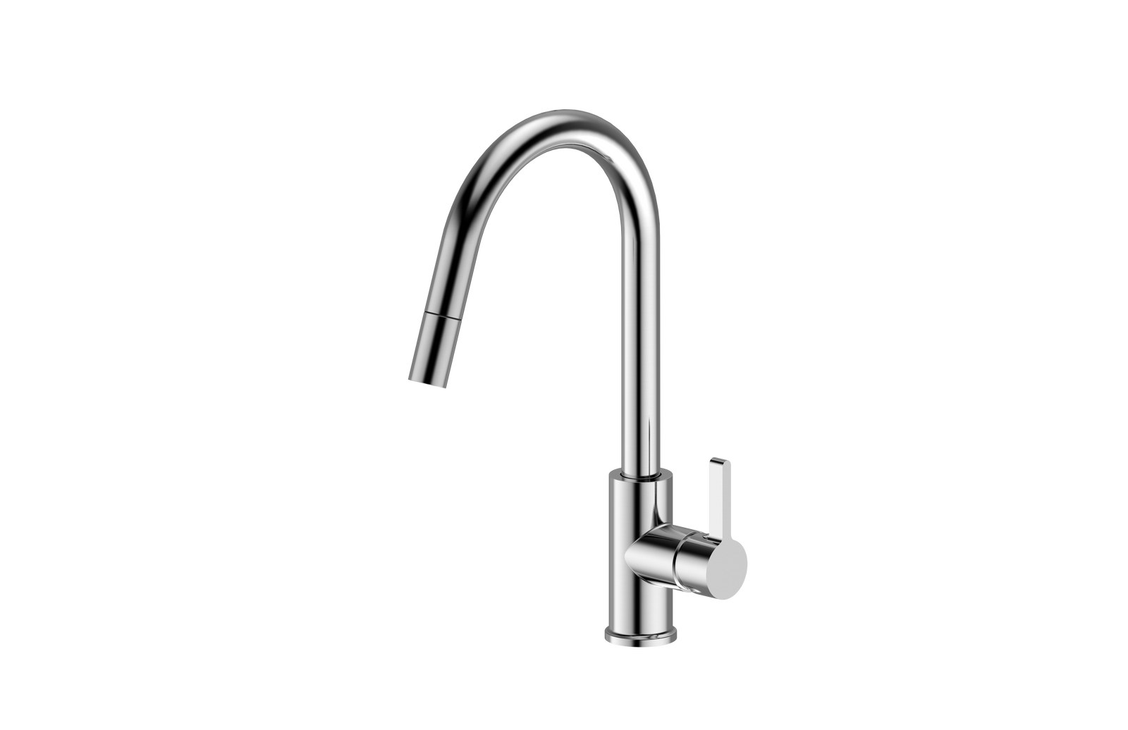 Brushed Nickel Hi Neck Curved Gooseneck Pull Out Kitchen Tap