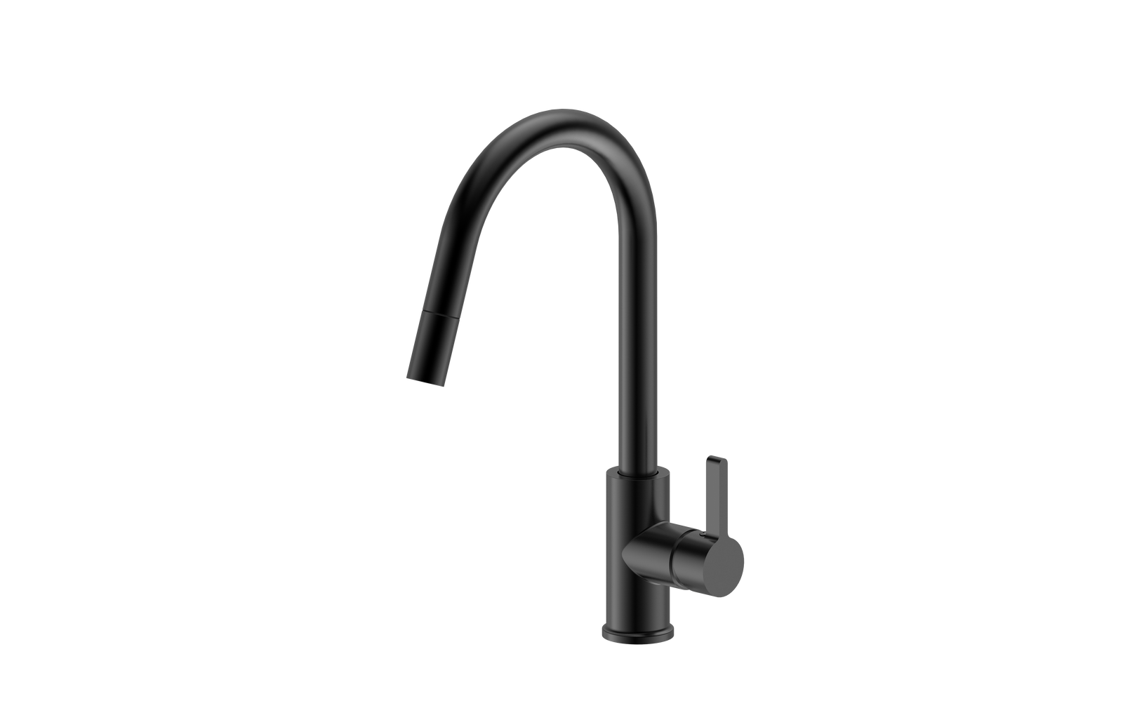 Matte Black Hi Neck Curved Gooseneck Pull Out Kitchen Tap