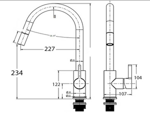 Matte Black Hi Neck Curved Gooseneck Pull Out Kitchen Tap
