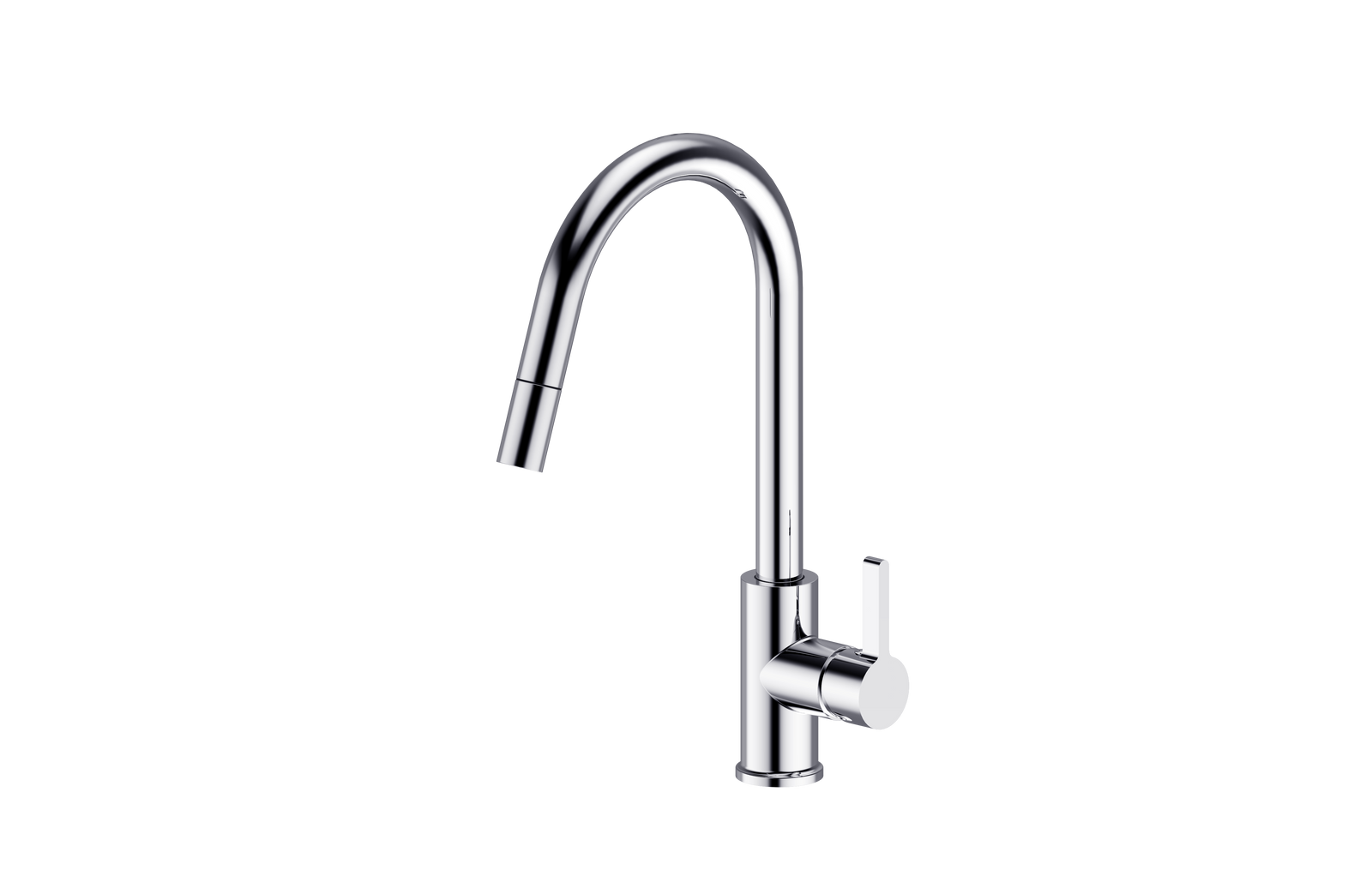Chrome Hi Neck Curved Gooseneck Pull Out Kitchen Tap