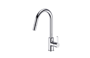 Chrome Hi Neck Curved Gooseneck Pull Out Kitchen Tap