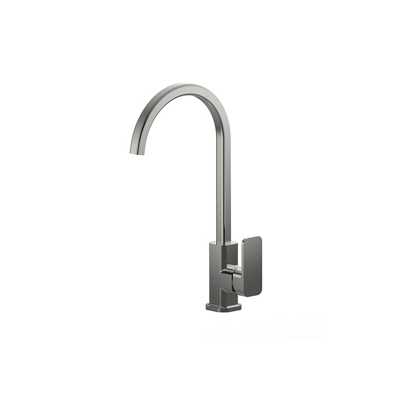 Brushed Nickel Gooseneck Kitchen Mixer Tap