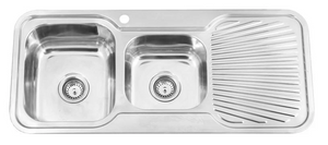 Stainless Steel 1 + 3/4 Bowl Kitchen Sink - Curved Edges - 1080mm - LHB
