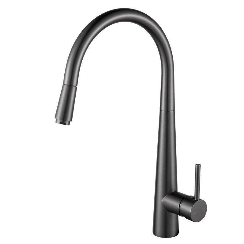 Brushed Gun Metal Pull Out Kitchen Mixer Tap