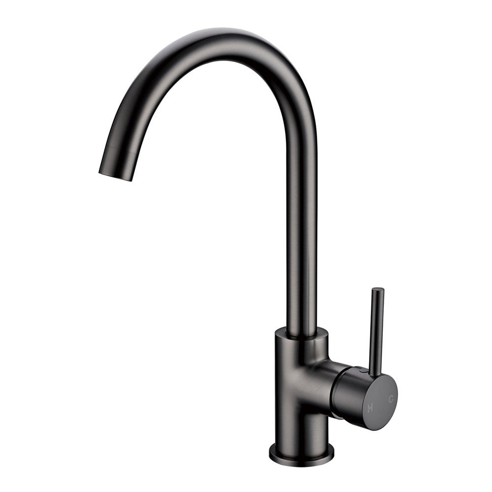 Brushed Gun Metal Standard Gooseneck Kitchen Mixer Tap