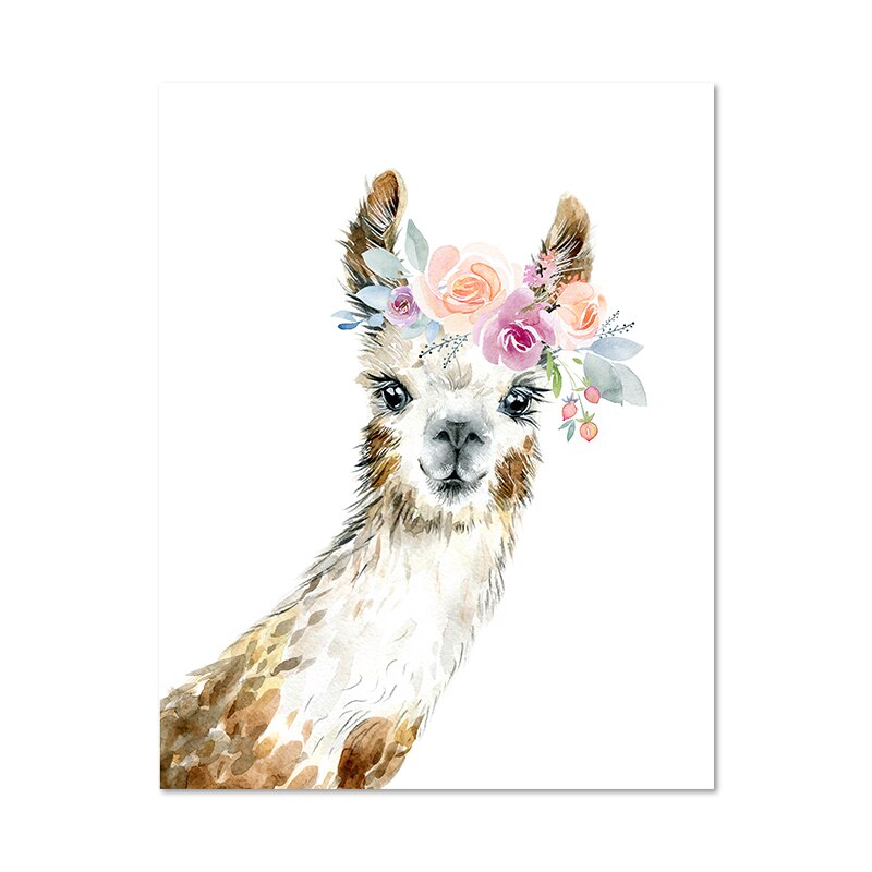 Animals Floral Crown Art Prints