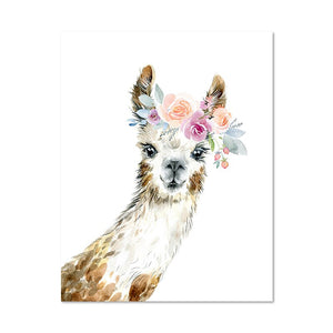 Animals Floral Crown Art Prints