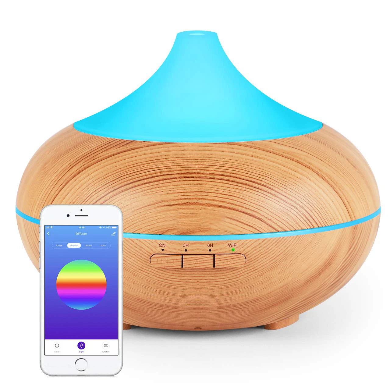 Tuya Smart WiFi Wood Aroma Diffuser 400ml Ultrasonic Essential Oil