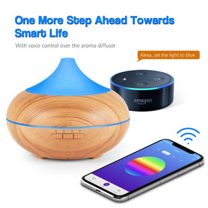 Tuya Smart WiFi Wood Aroma Diffuser 400ml Ultrasonic Essential Oil