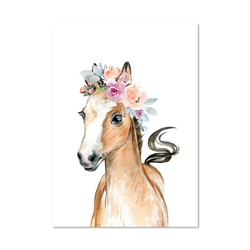 Animals Floral Crown Art Prints