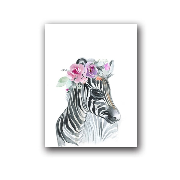 Animals Floral Crown Art Prints