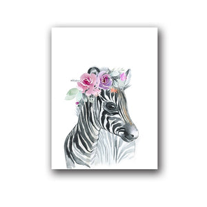 Animals Floral Crown Art Prints