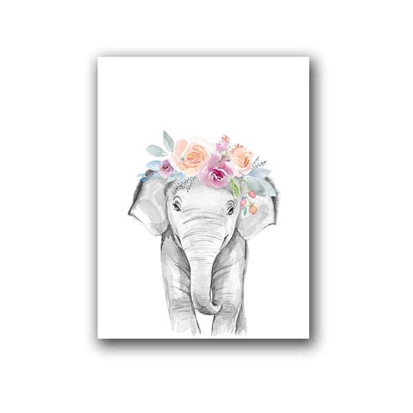 Animals Floral Crown Art Prints