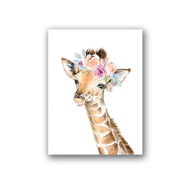 Animals Floral Crown Art Prints