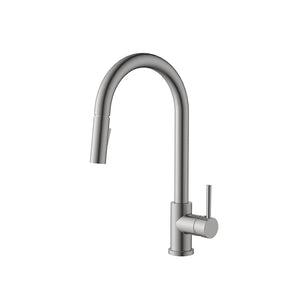 Brushed Nickel High Gooseneck Pull Out Kitchen Tap