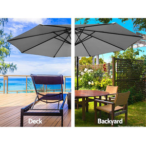 Instahut 3m Outdoor Umbrella Cantilever Beach Garden Patio Grey