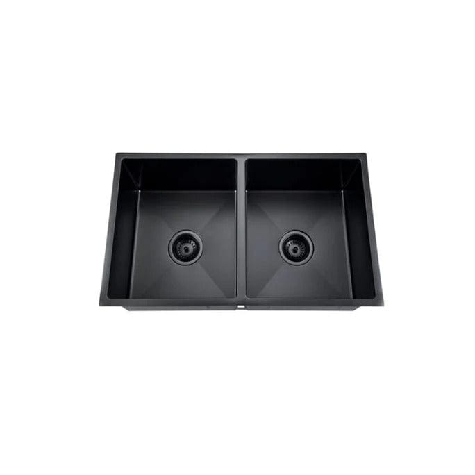 Bad und Kuche - Gun Metal Black Double Bowl Undermount Sink BKR76D-B