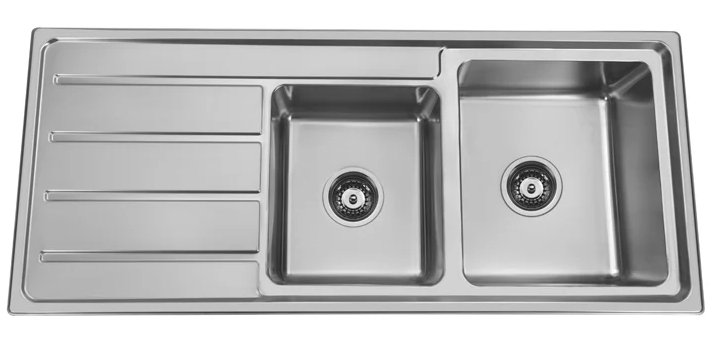 Stainless Steel 1 + 3/4 Bowl Kitchen Sink - Square Edge - 1160mm - RHB