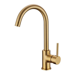 Brushed Brass Standard Gooseneck Kitchen Mixer Tap